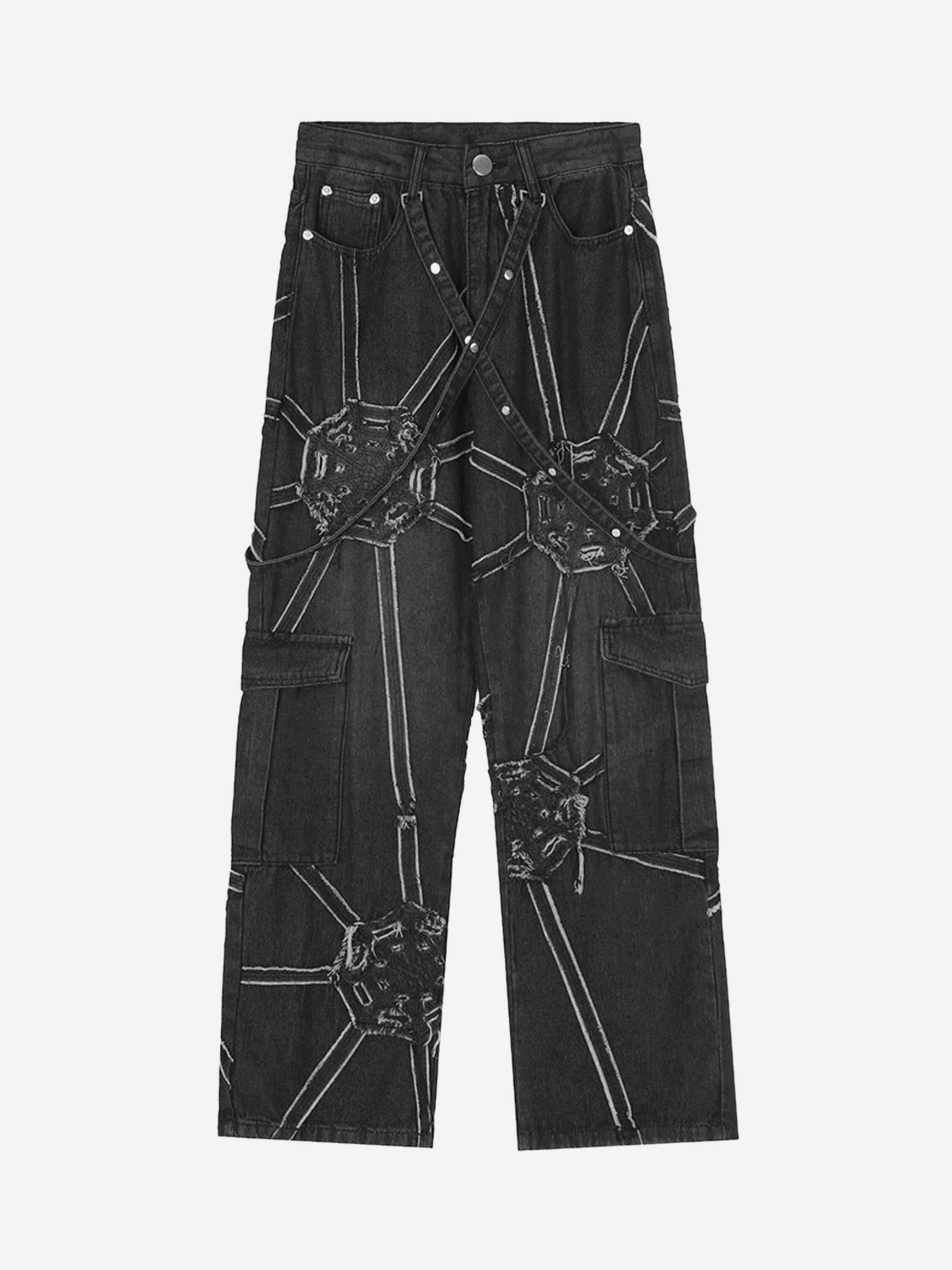 Concert Outfit Hip-Hop High Street Spider Web Jeans