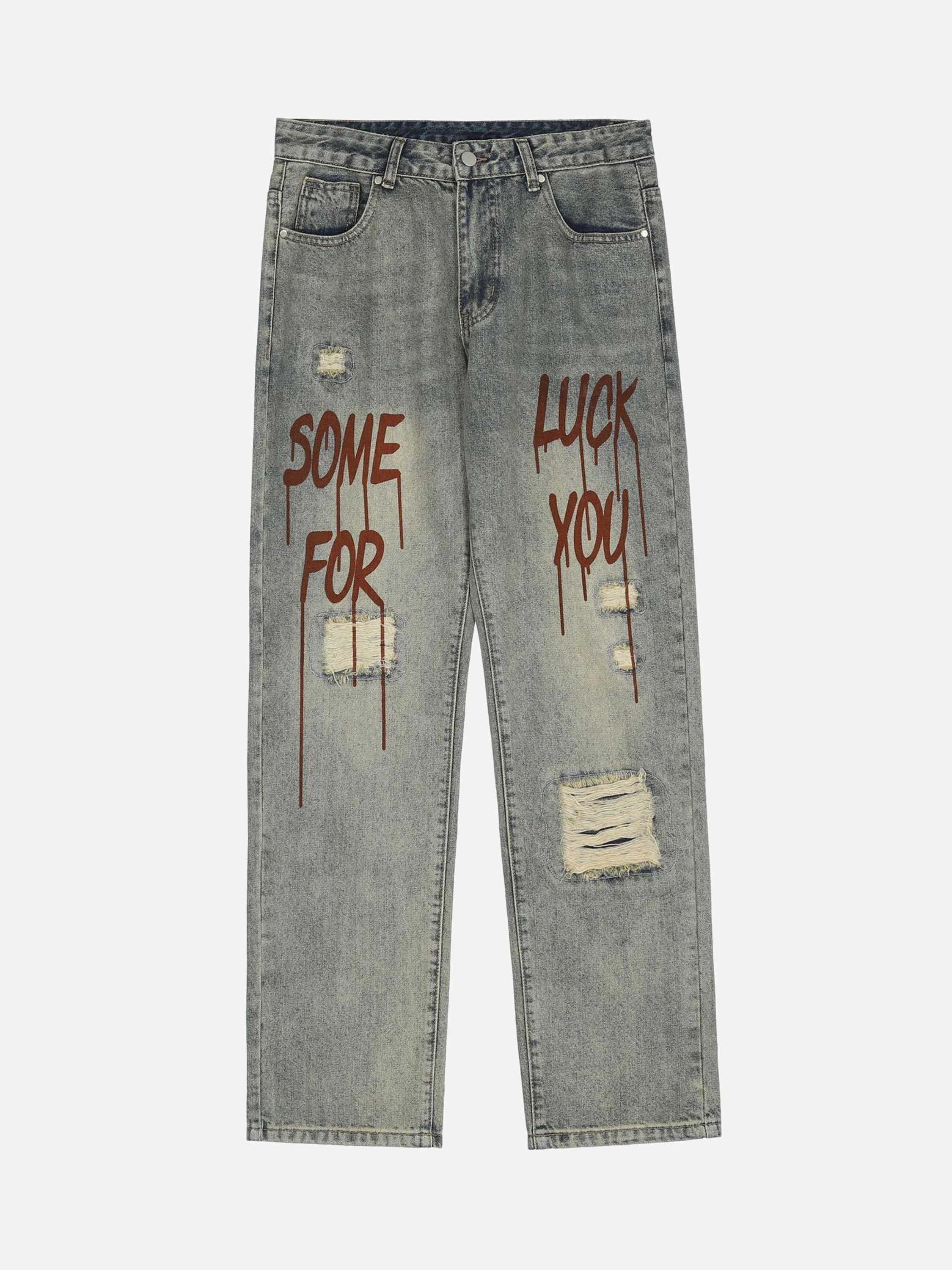 Concert Outfit Hip Hop Retro Patch Denim Jeans