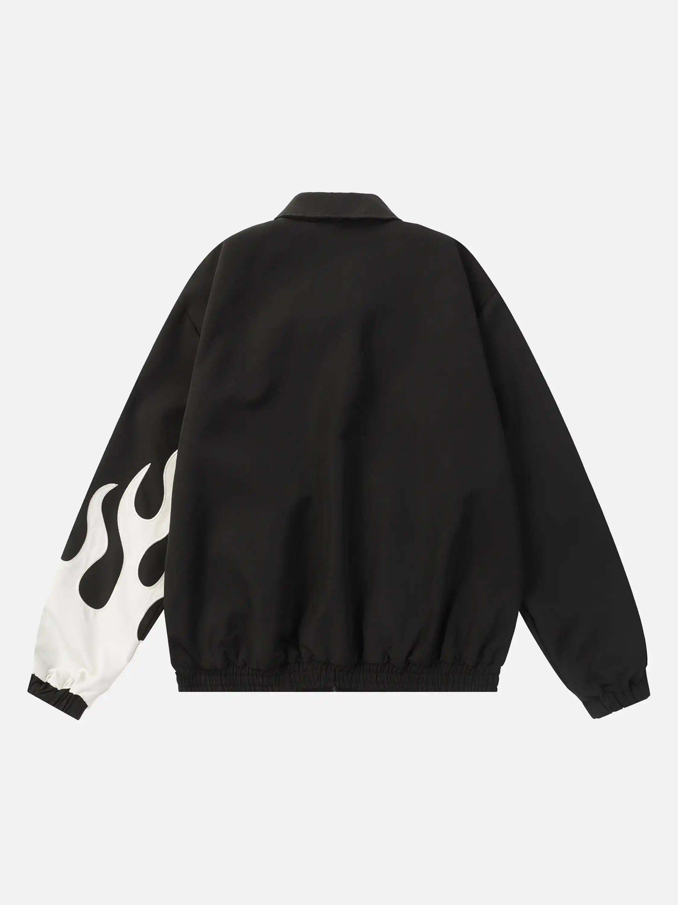Concert Outfit Hip Hop Street Patches Flame Lapel Jacket