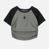 Concert Outfit Hollow Embroidery Pleating Tee