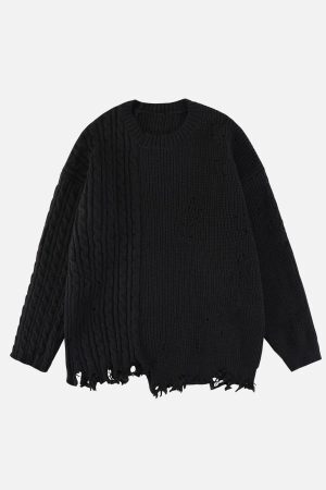Concert Outfit Irregular Patchwork Twist Sweater