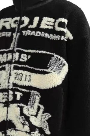 Concert Outfit Jacquard Stand Collar Sherpa  Jacket