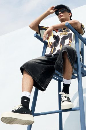 Concert Outfit Jersey Style Flame Print T-Shirt