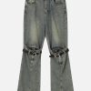 Concert Outfit Lace-Up Ripped Wash Jeans