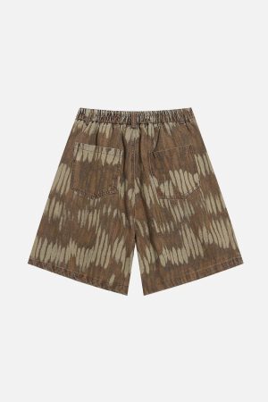 Concert Outfit Leaf Pattern Washed Jorts
