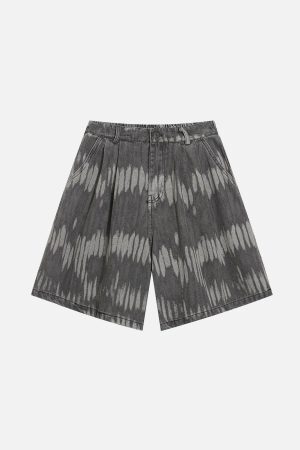 Concert Outfit Leaf Pattern Washed Jorts