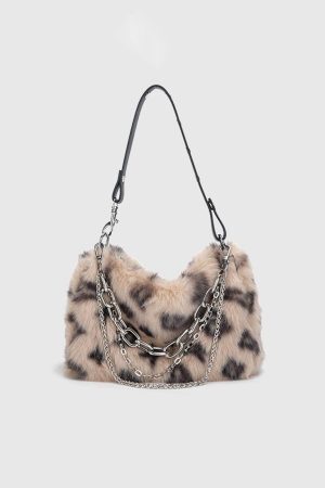 Concert Outfit Leopard Fleece Chain Bag