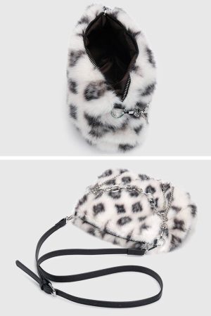 Concert Outfit Leopard Fleece Chain Bag