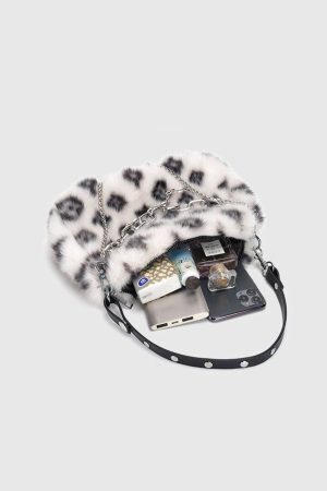 Concert Outfit Leopard Fleece Chain Bag