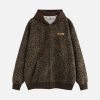 Concert Outfit Leopard Print Zip-Up Hoodie