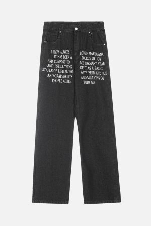 Concert Outfit Letter Embroidery Hip-Hop Washed Jeans