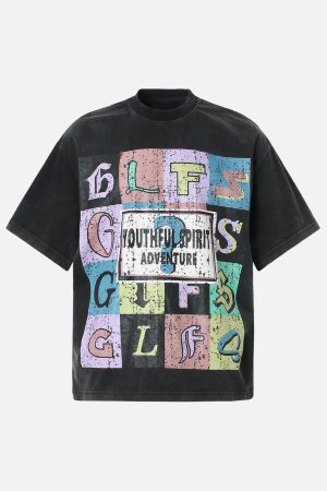 Concert Outfit Letter Graphic Crew-Neck T-Shirt