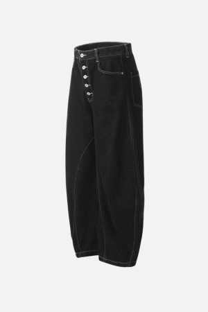 Concert Outfit Line Embroidery Barrel Loose Jeans
