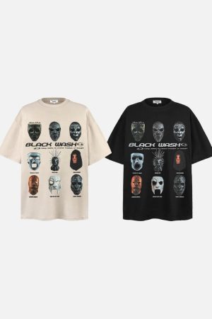 Concert Outfit Masked Mystery Iconic Faces Graphic Tee