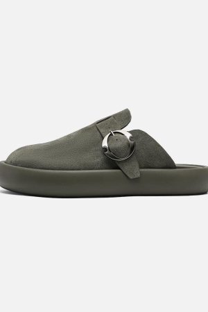 Concert Outfit Matte Suede Handmade Closed Toe Half-Slip Birkenstock Shoes
