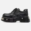 Concert Outfit Metal Plate Chunky Leather Shoes