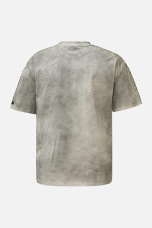 Concert Outfit Mud-Dyed Dirty Spray Cross Print Street Rap T-Shirt