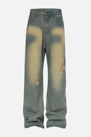 Concert Outfit Mud Dyeing Loose Jeans