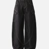 Concert Outfit Multi-Pocket Deconstructed Washed Barrel Cargo Jeans