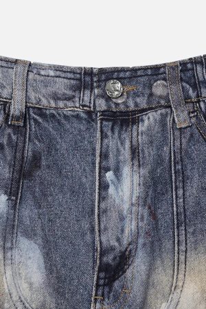 Concert Outfit Multi-Pocket Dirty Overalls Jeans