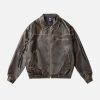 Concert Outfit Multi Pocket Faux Leather Cropped Jacket