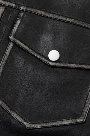 Concert Outfit Multi Pocket Faux Leather Jacket