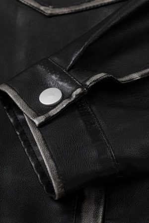 Concert Outfit Multi Pocket Faux Leather Jacket