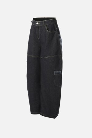 Concert Outfit Multi Pocket Loose Barrel Jeans