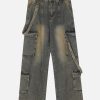 Concert Outfit Multi Pocket Washed Loose Jeans