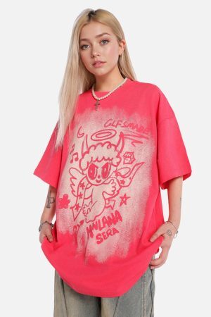 Concert Outfit Oversized Angel Graphic T-Shirt