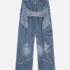 Concert Outfit Patch Embroidered Straight-Leg Jeans