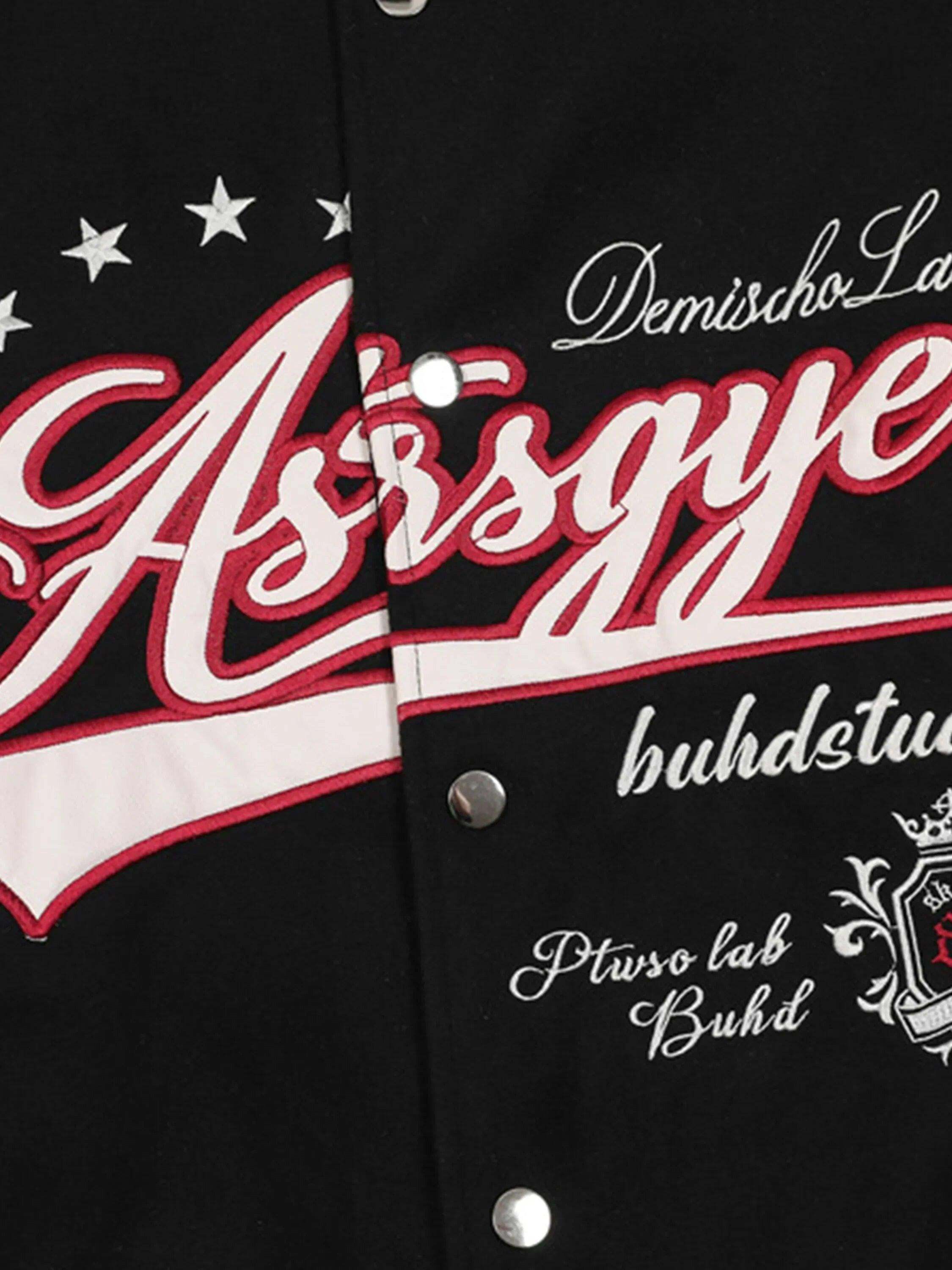 Concert Outfit Patchwork Contrast Embroidered Baseball Jacket