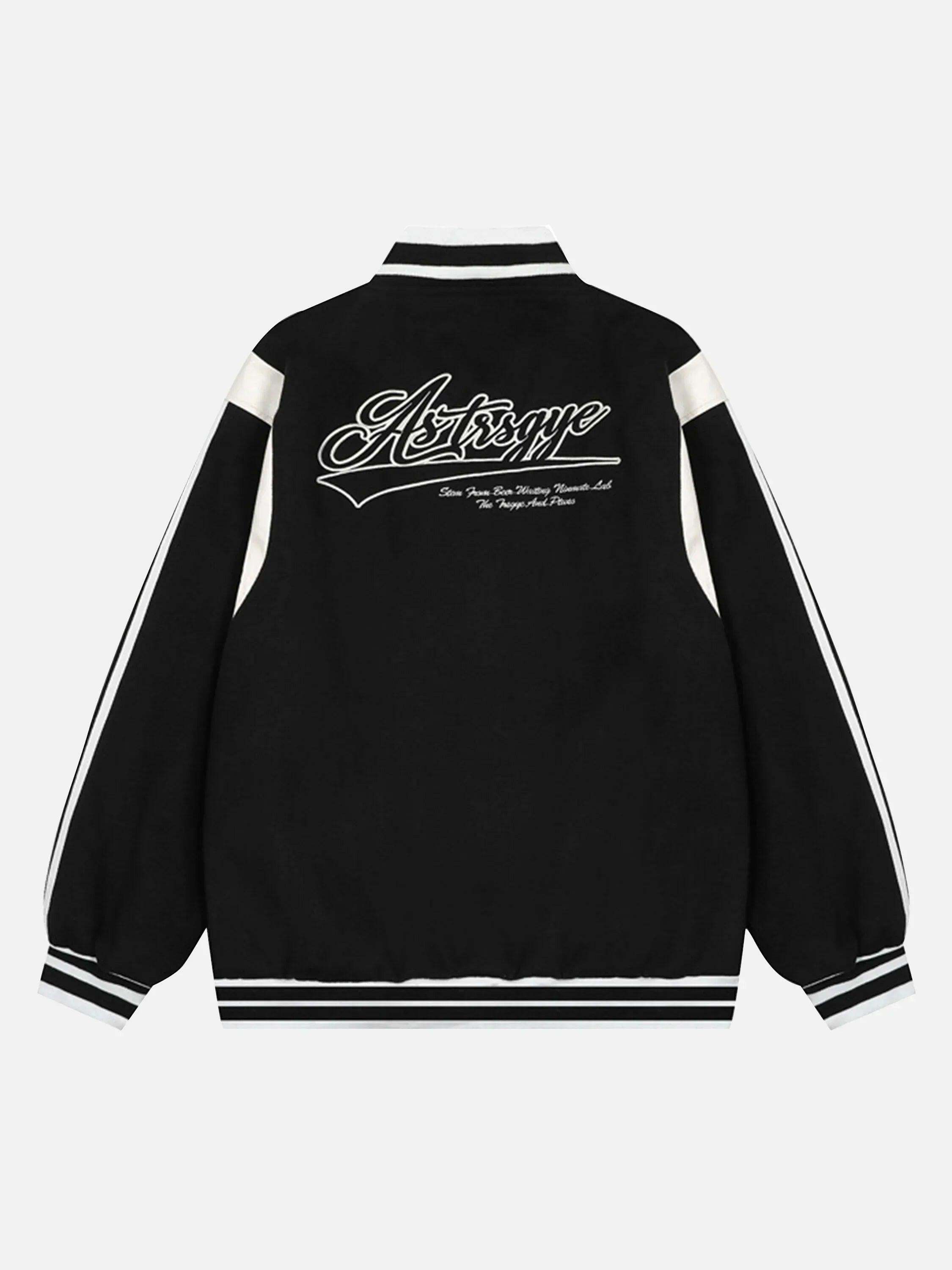 Concert Outfit Patchwork Contrast Embroidered Baseball Jacket