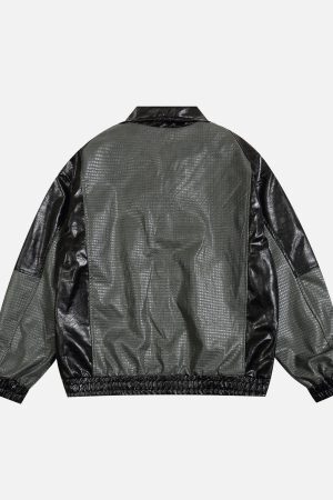 Concert Outfit Patchwork Faux Leather Jacket