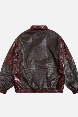 Concert Outfit Patchwork Faux Leather Jacket