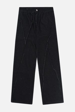 Concert Outfit Patchwork Folds Loose Jeans