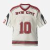 Concert Outfit Patchwork Mesh letter Print Jersey T-Shirt