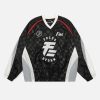 Concert Outfit Patchwork Plaid Jersey Sweatshirt