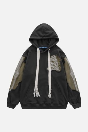 Concert Outfit Patchwork Skeleton Hoodie