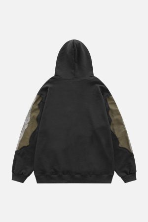 Concert Outfit Patchwork Skeleton Hoodie