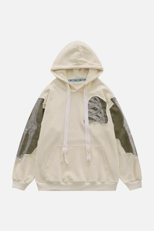 Concert Outfit Patchwork Skeleton Hoodie