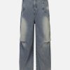 Concert Outfit Patchwork Waist Wrinkle Loose Jeans