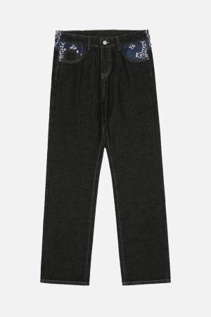 Concert Outfit Petal Letter Straight Jeans