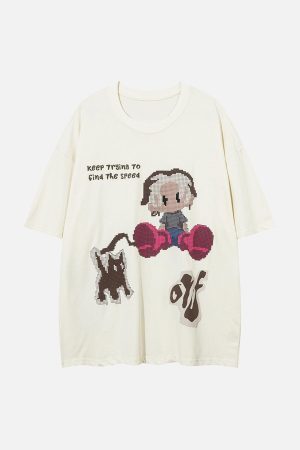 Concert Outfit Pixel Art Cartoon Graphic T-Shirt
