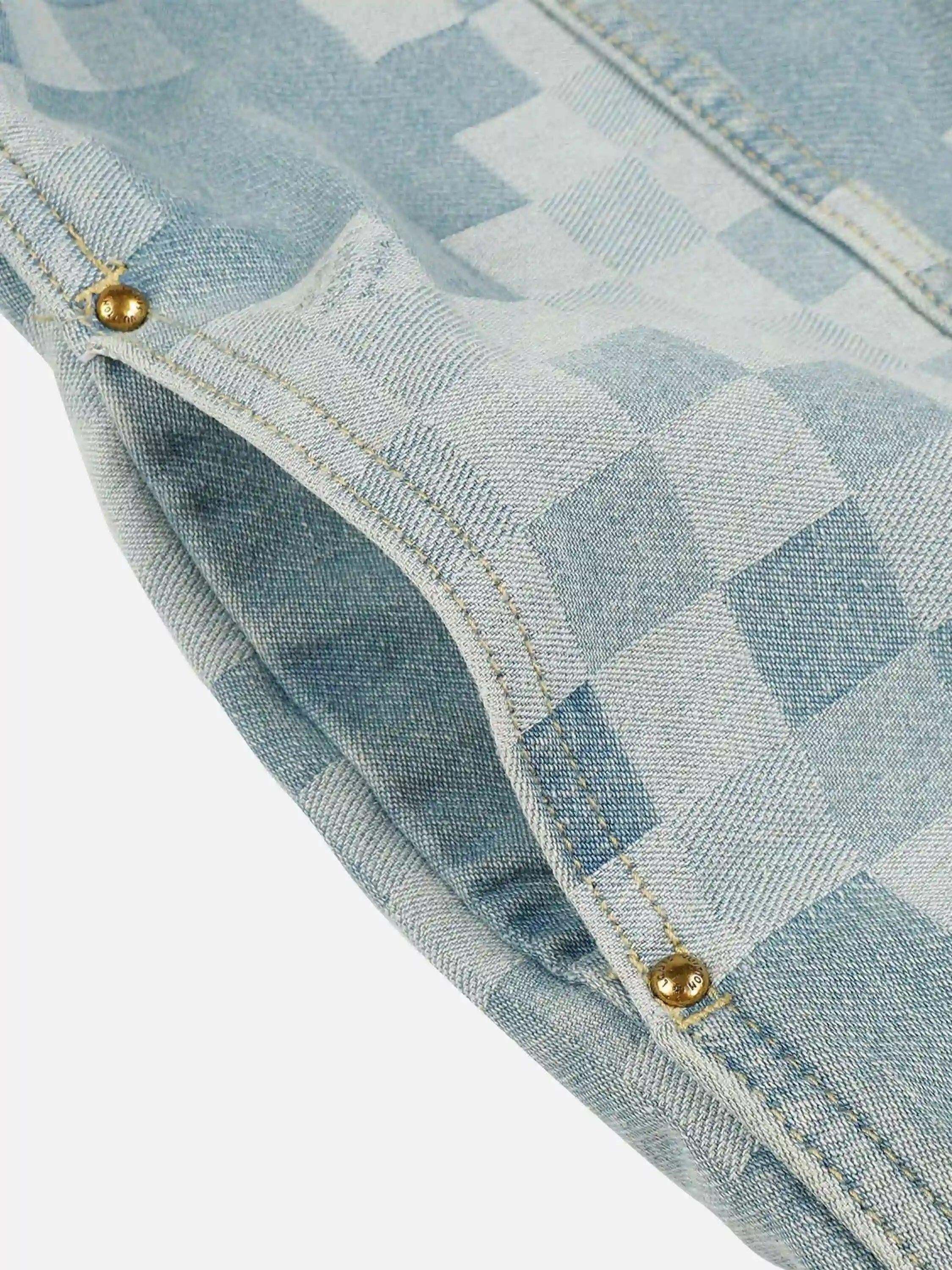 Concert Outfit Plaid Pearl Button Denim Jacket