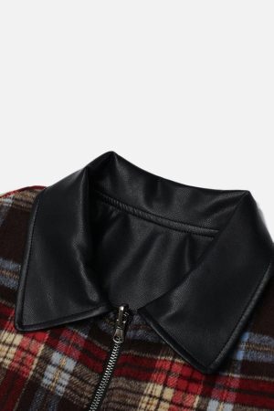 Concert Outfit Plaid Reversible Leather Jacket