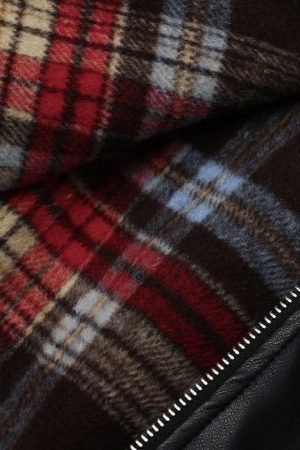 Concert Outfit Plaid Reversible Leather Jacket