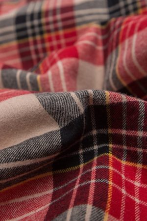 Concert Outfit Plaid Sherpa Lined  Fur Hooded Jacket