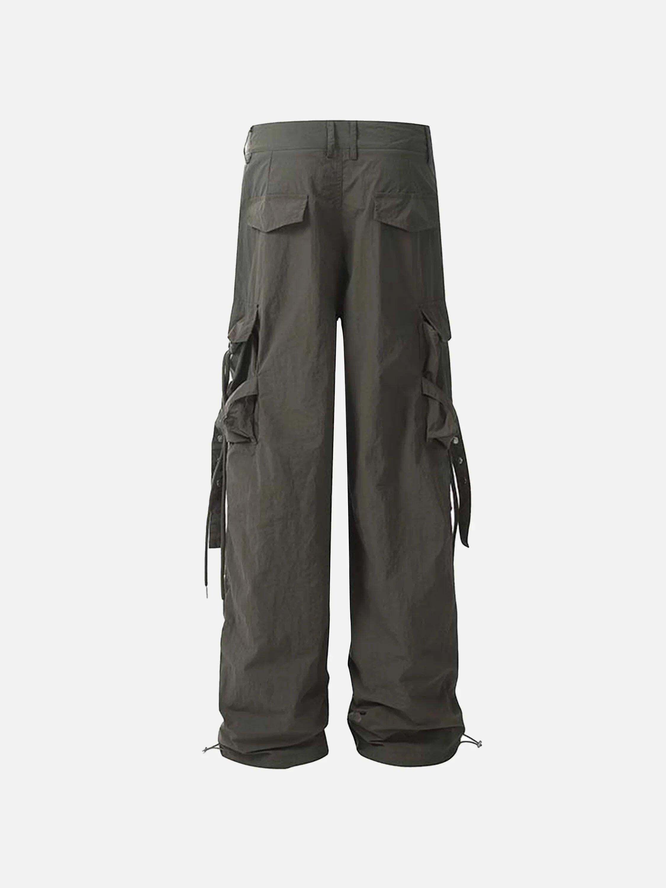 Concert Outfit Pleated Bandage Drawstring Cargo Pants