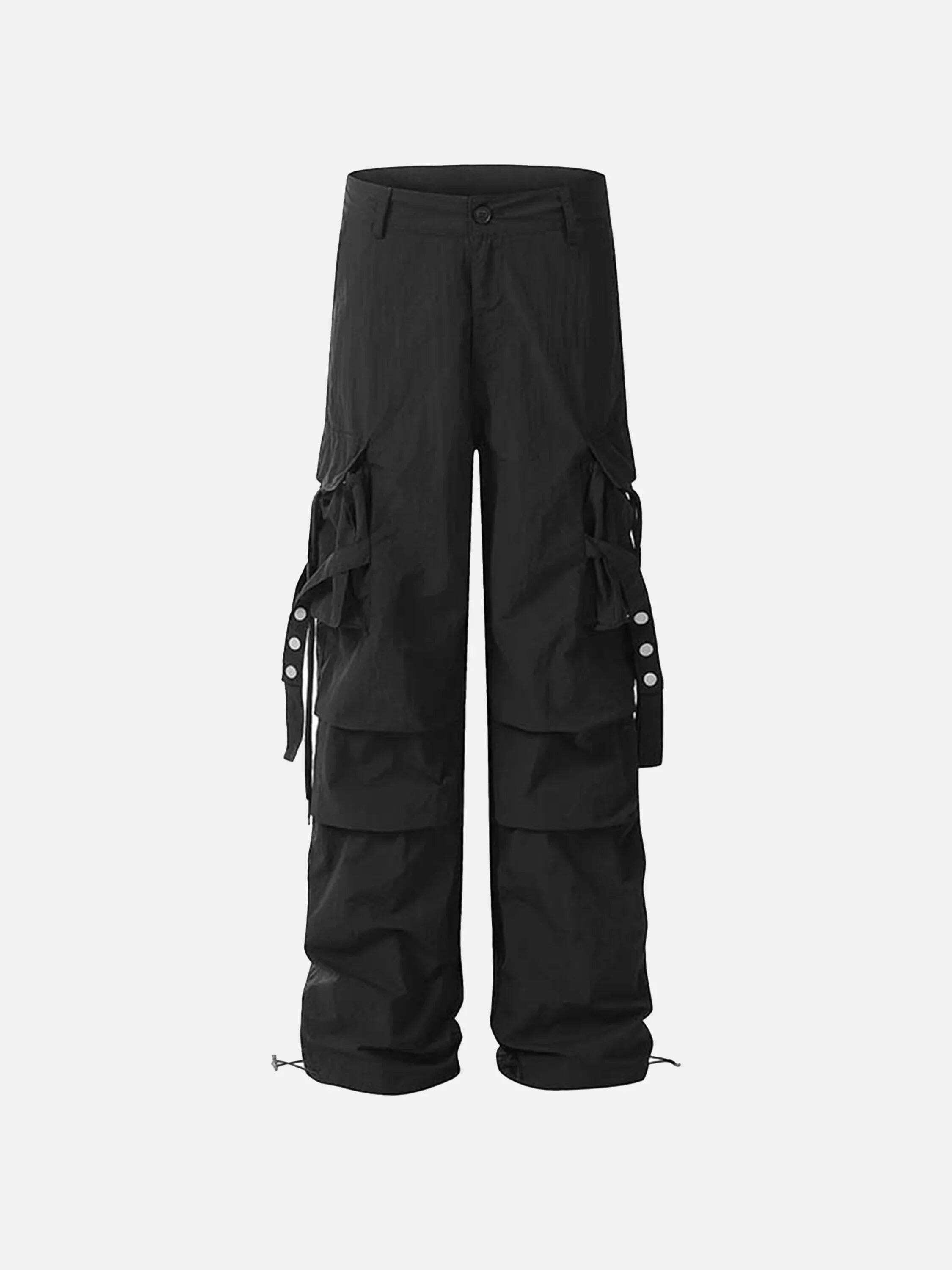 Concert Outfit Pleated Bandage Drawstring Cargo Pants